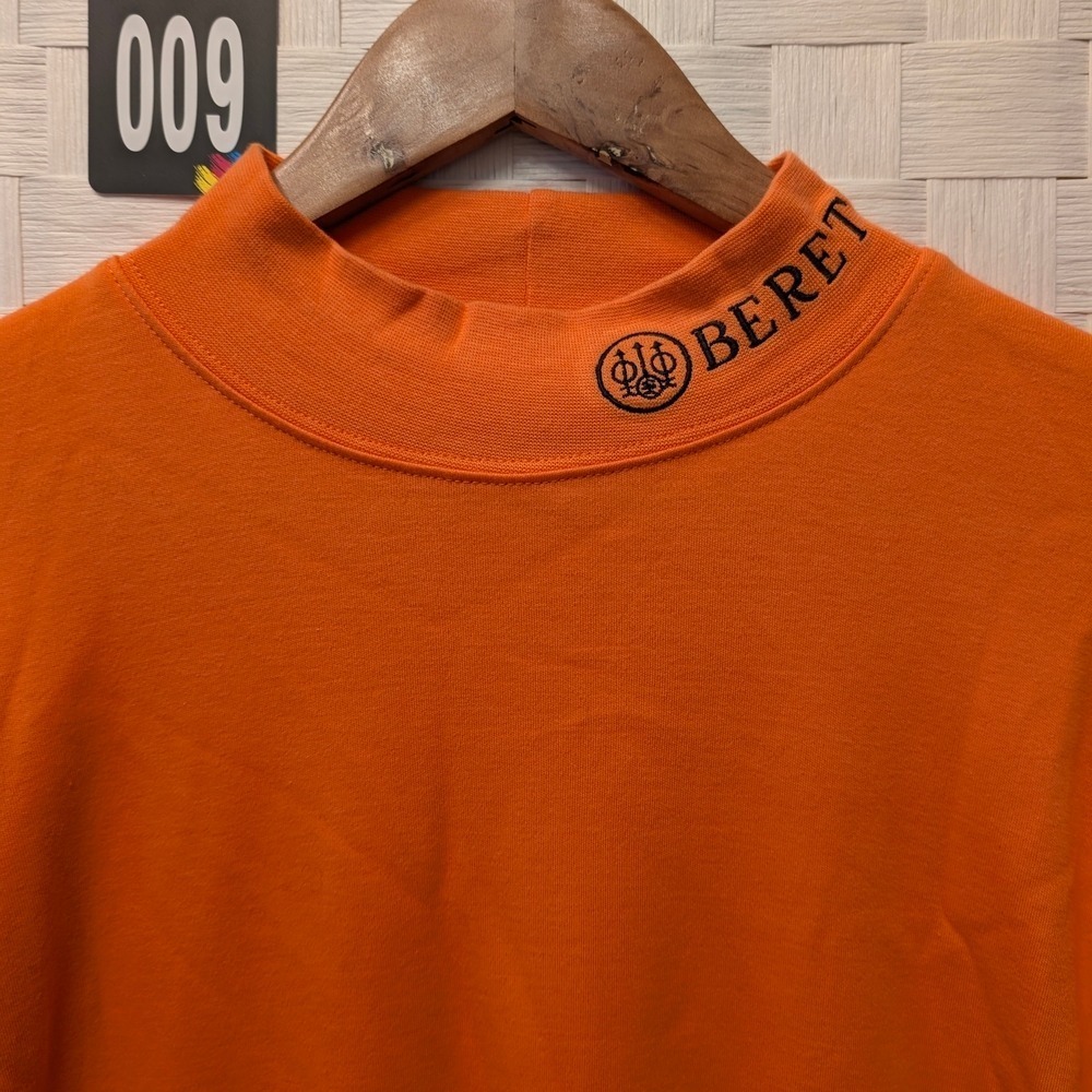 Beretta Mens Blaze Orange Mock Neck Long Sleeve Cotton Hunting Shirt Medium - Picture 5 of 11